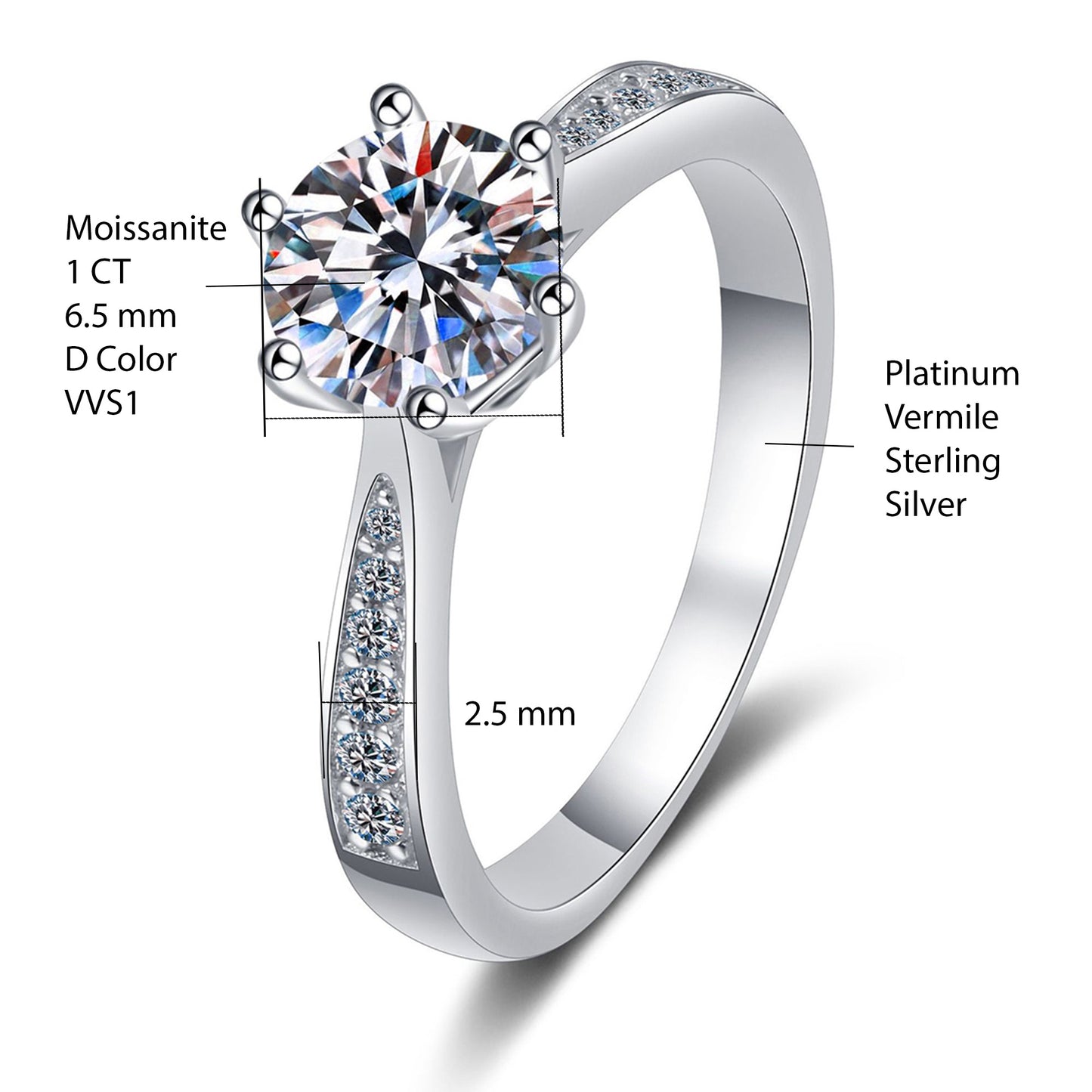 Solitaire Engagement Ring with Channel Setting 1 Carat