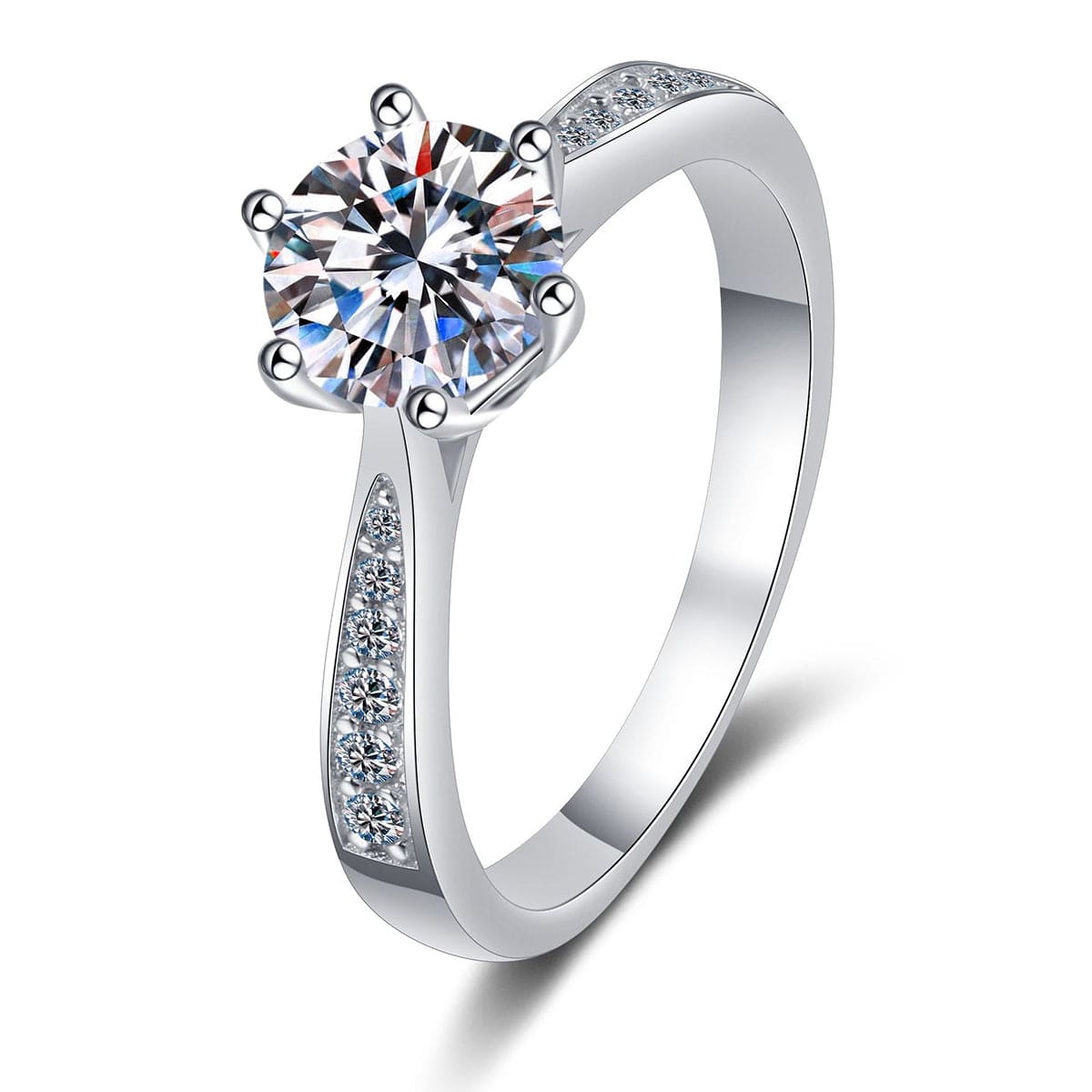 Moissanite Luxury Jewelry | Emma Solitaire Engagement Ring with Channel Setting 2 Carat | AuroraGem