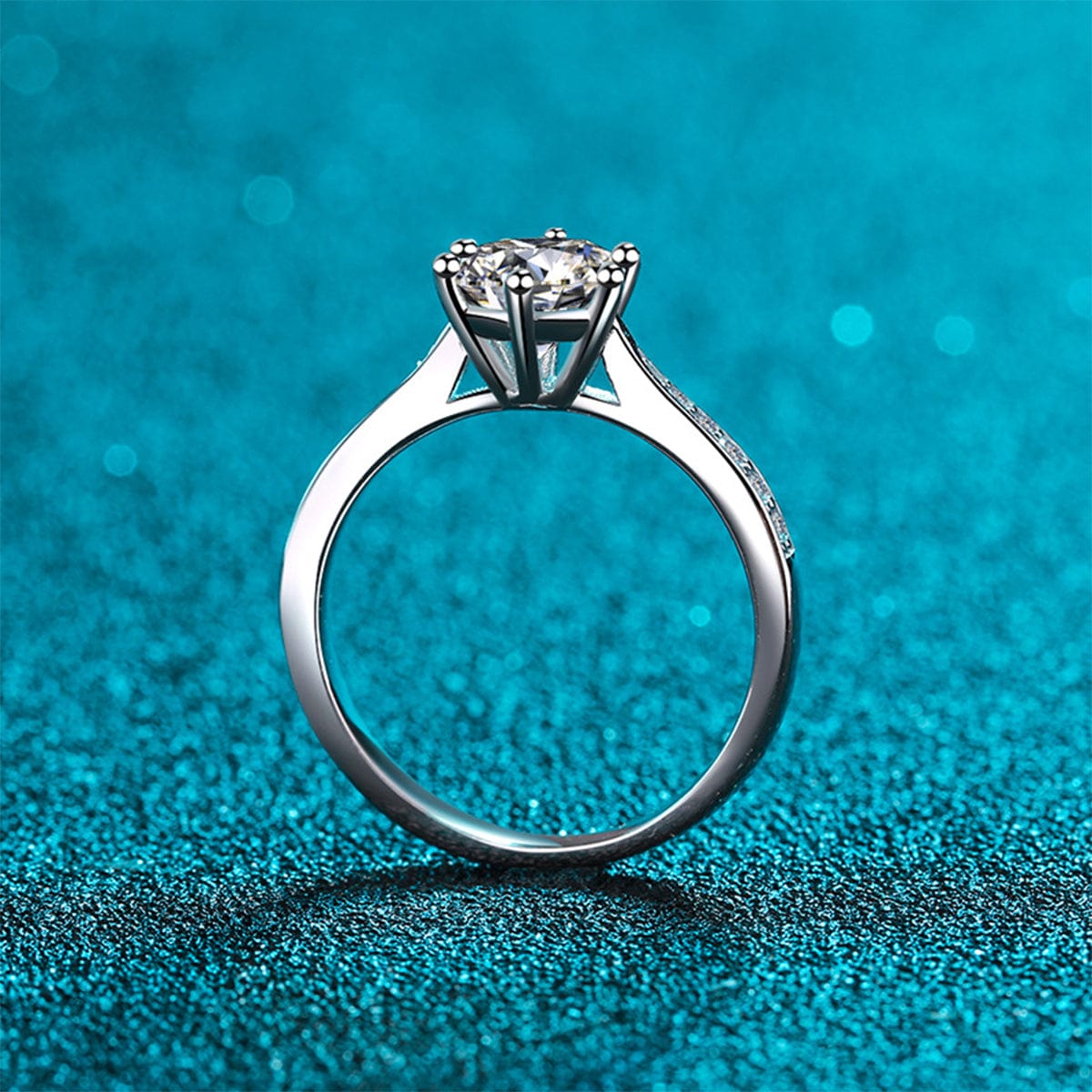 Moissanite Luxury Jewelry | Emma Solitaire Engagement Ring with Channel Setting 1 Carat | AuroraGem