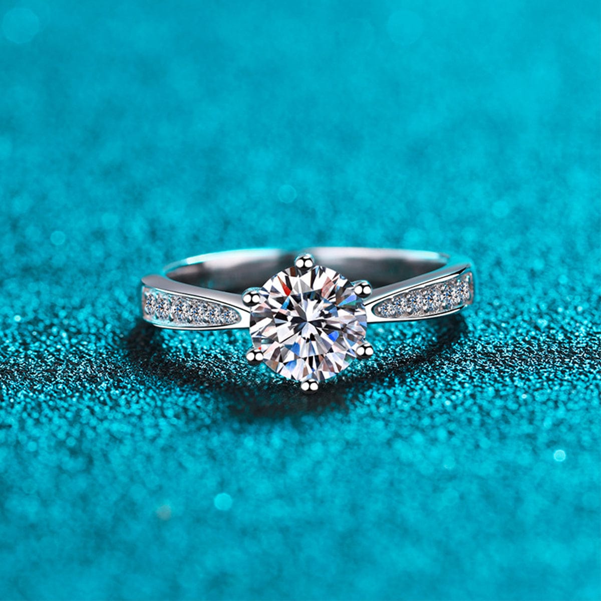 Moissanite Luxury Jewelry | Emma Solitaire Engagement Ring with Channel Setting 2 Carat | AuroraGem